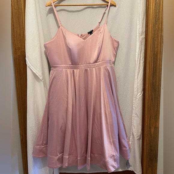 Pink Satin Skater Dress - Picture 4 of 10